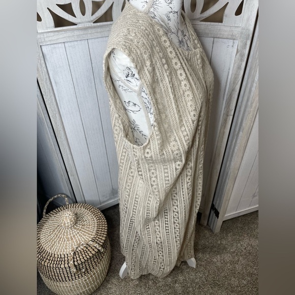 NINE WEST Women's Lace Open-front Duster Basic Lightweight Floral Sleeveless XL - Picture 3 of 5